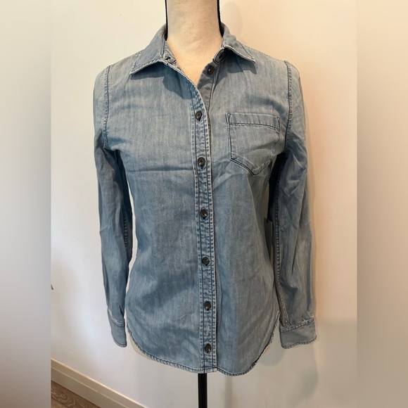 Adriano Goldschmied Western Denim Jean Button Front Shirt Collared Womens SZ S - Picture 1 of 7